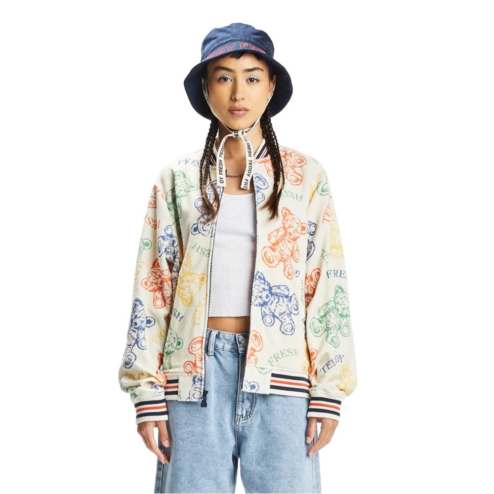 Teddy Fresh x Urban Outfitters Multi Color College Drop Out Jacket Coat sz L